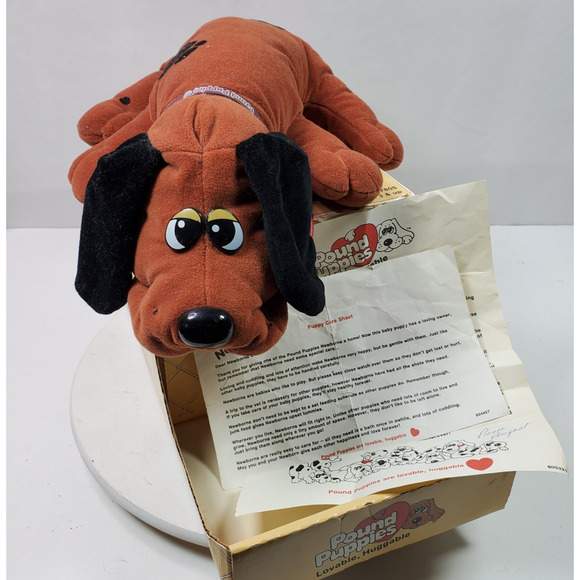 Vintage 1980 Tonka Pound Puppies Original w/ Box + Papers 14 Inch Long - Picture 1 of 12